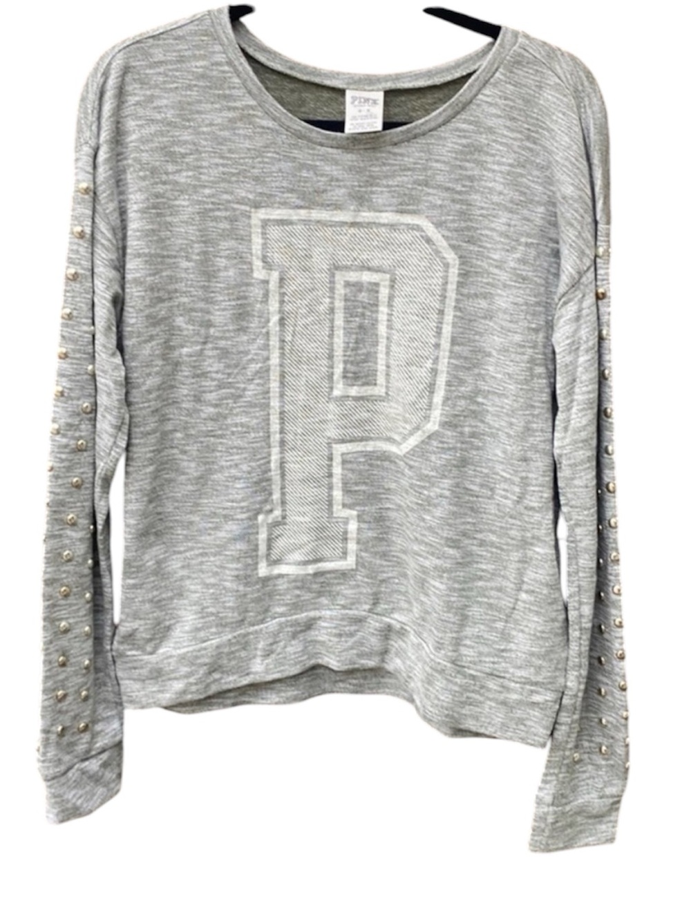 PINK Victoria's Secret Grey Studded Sleeve Sweatshirt Size M